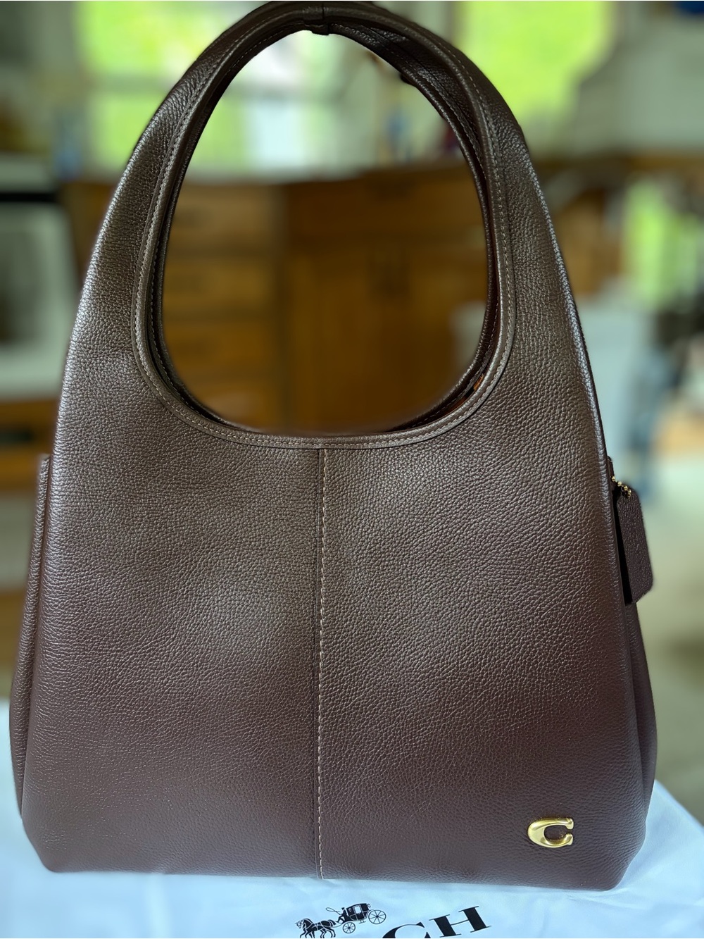 Authentic Coach Lana Shoulder Bag in Polished Pebble Leather - Maple (CM544)